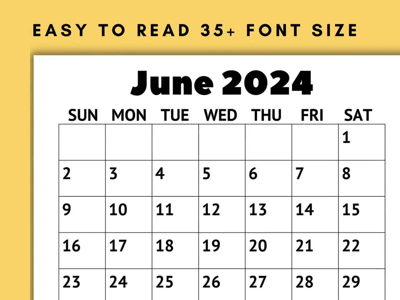 Large Print Calendar, 2024 Monthly Calendar, Calendar for Senior