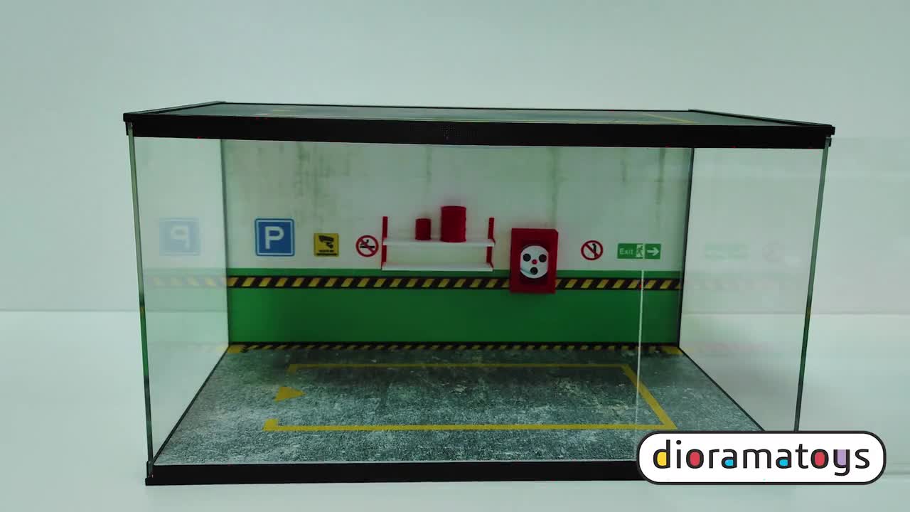 Scale 1:18 LED light Acrylic model car display case Underground parking  space PVC Die-cast car display