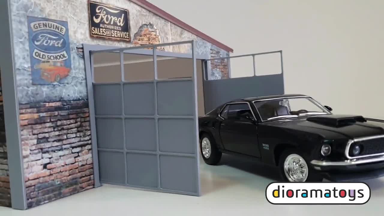 1:24スケールの古い自動車ガレージジオラマキット - ダイキャストカー