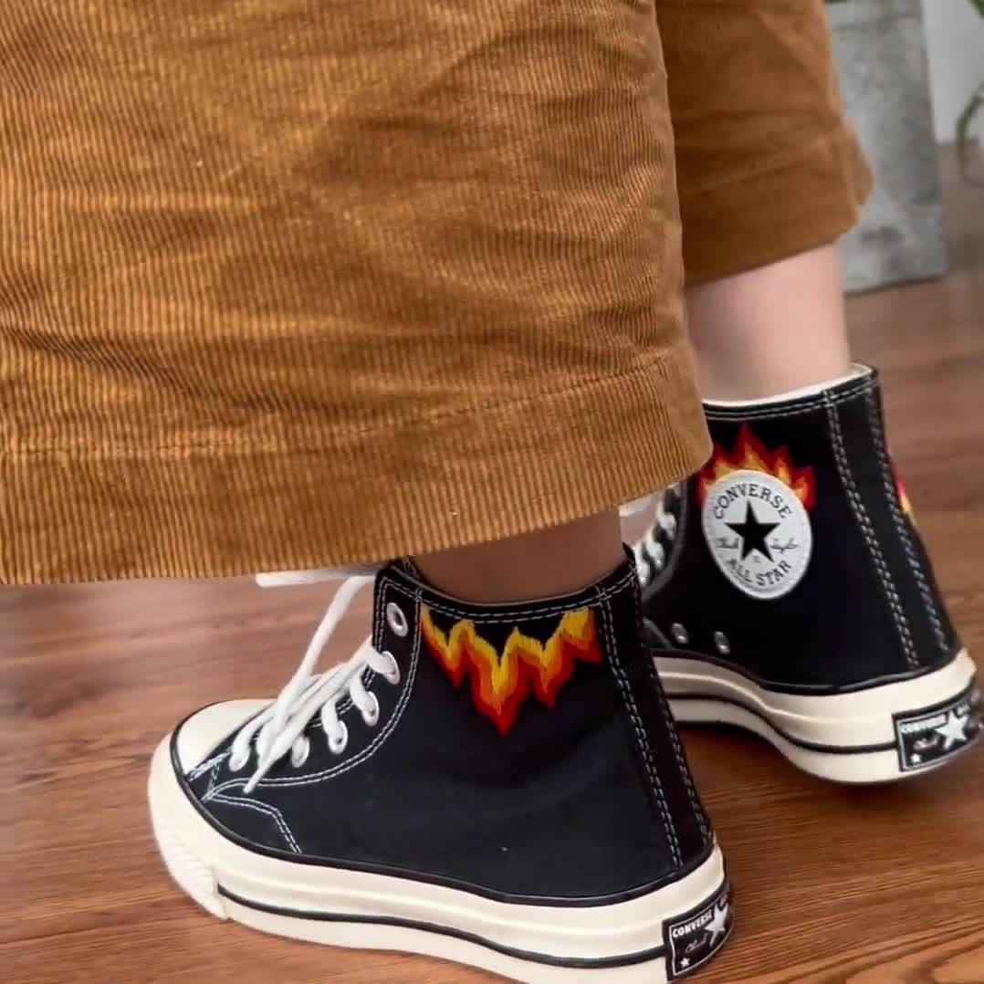 Custom Converse Chuck Taylor 1970s/embroidered Fire picture