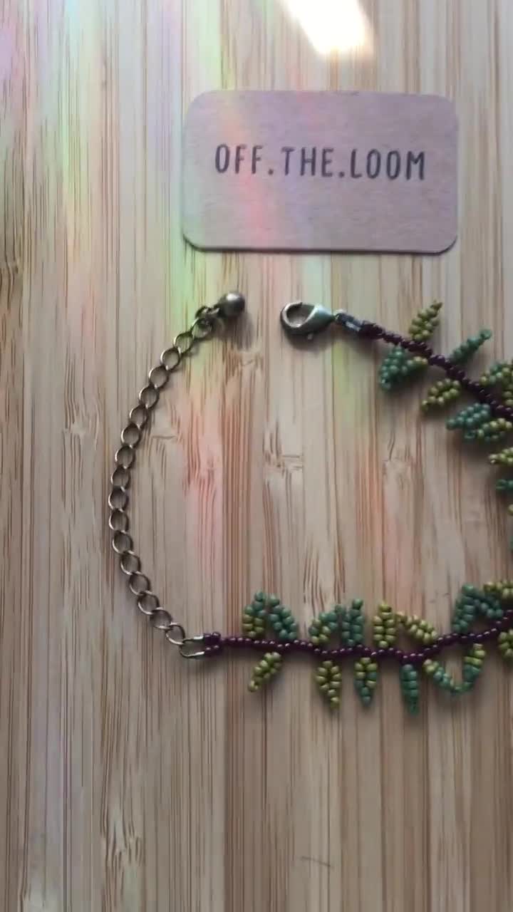 Vine Seed Bead Bracelet- Handmade Beaded Bracelet- Leaf