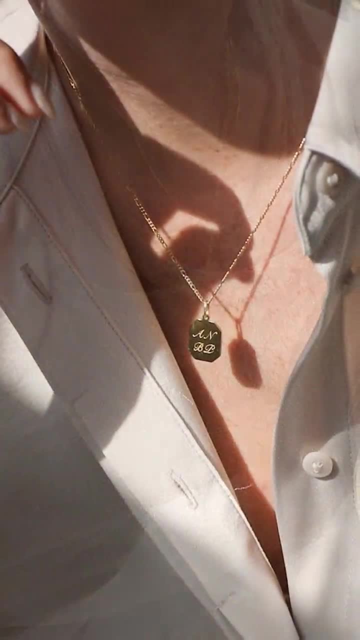 Engraved Initial Pendant Necklace by Gracepersonalized