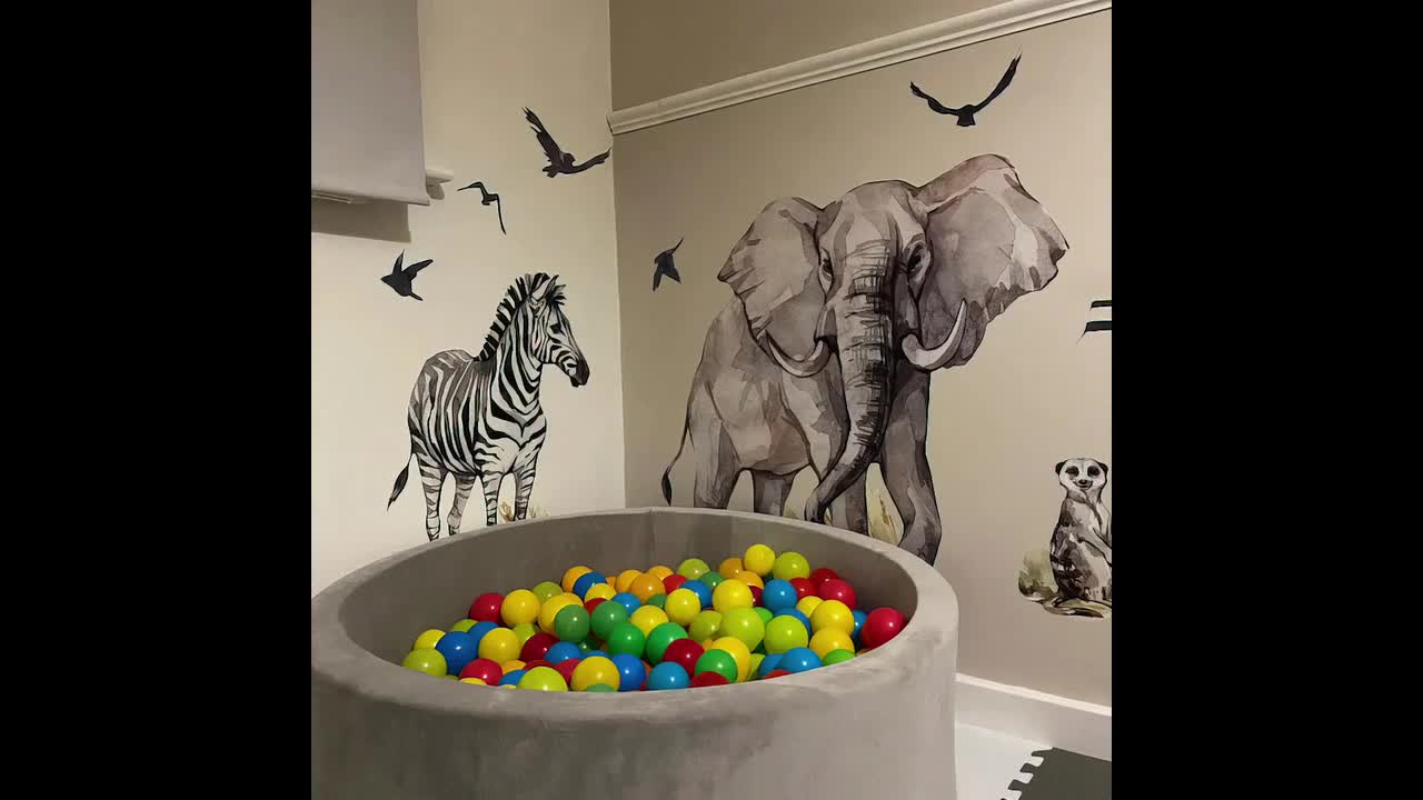 Watercolor Jungle Animal Wall Decals - Peel And Stick Vinyl Stickers For Nursery, Kids Room, Classroom (Set With Tiger, Elephant, Zebra, 44.88 X 22.98 Inch) - View #9