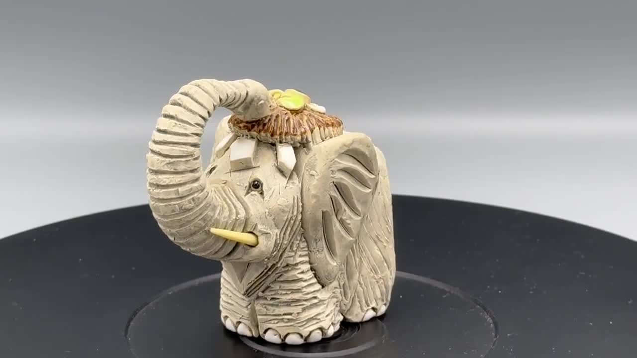 Vtg Artesania Rinconada Elephant Raised Trunk Figurine