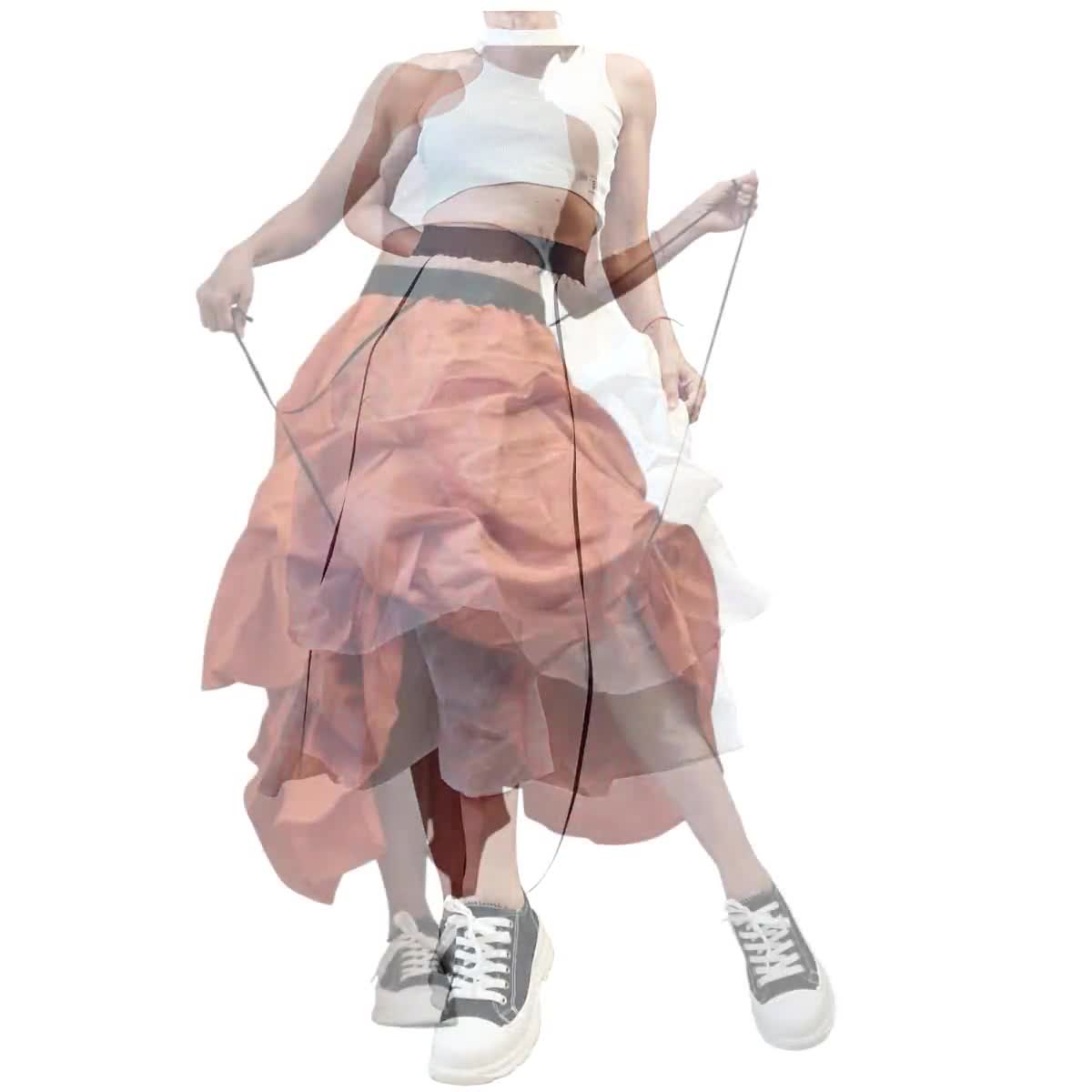 Jupe Femme Lin Vert Citron - Taille 10 (38/40) - Coupe Ligne A, Zippée - Occasion