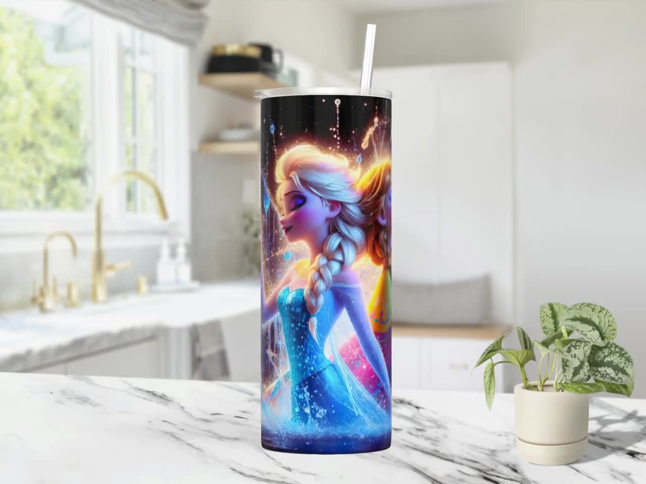 Elsa y Anna Frozen Tumbler Wrap PNG, 20 oz Acuarela Splash Diseño Digital - Alta Resolución - Descarga Digital Instantánea PNG video poster