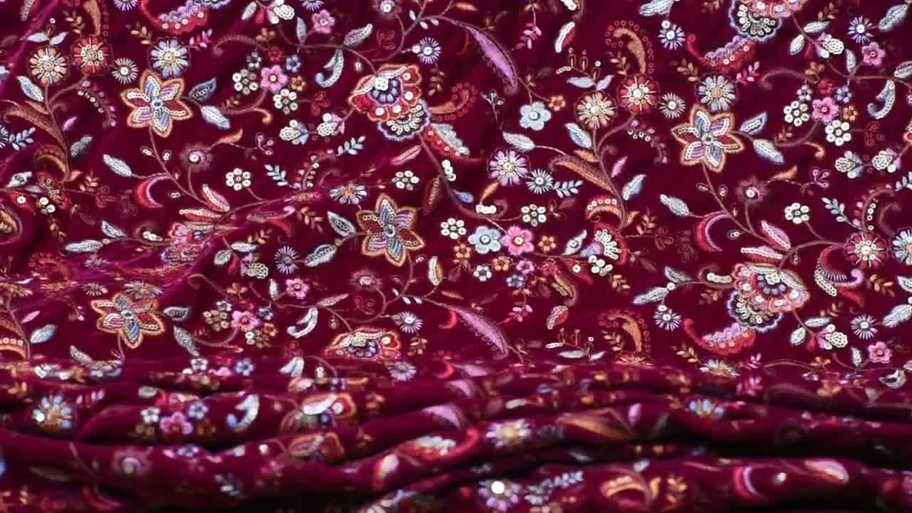 oneOone Velvet Dark Magenta Fabric Tribal Diy Clothing Quilting Fabric  Print Fabric By Yard 58 Inch Wide 