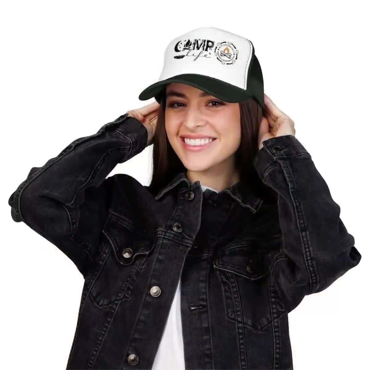 Camp Life Foam Trucker Hat | Camping Logo Mesh Cap video poster