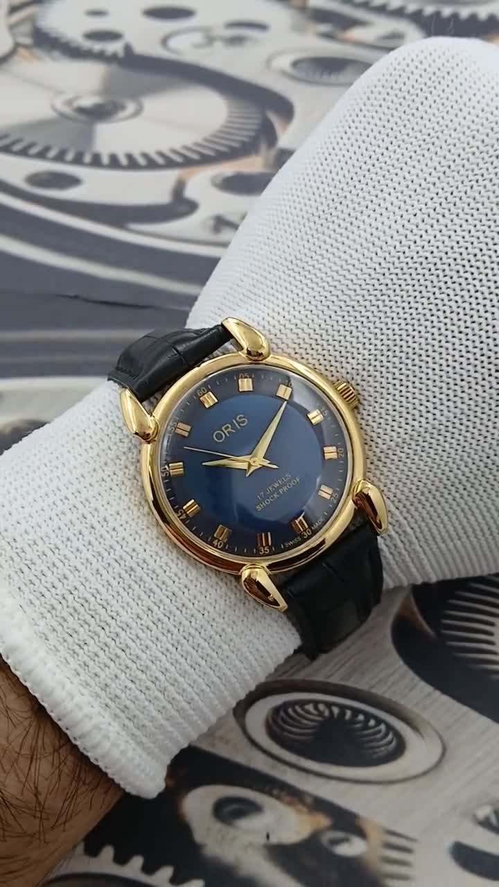 Vintage Oris Men’s Watch | Swiss Made | Hand-Winding | Blue Dial | Teardrop Lugs | 17 Jewels | 210-05 video poster
