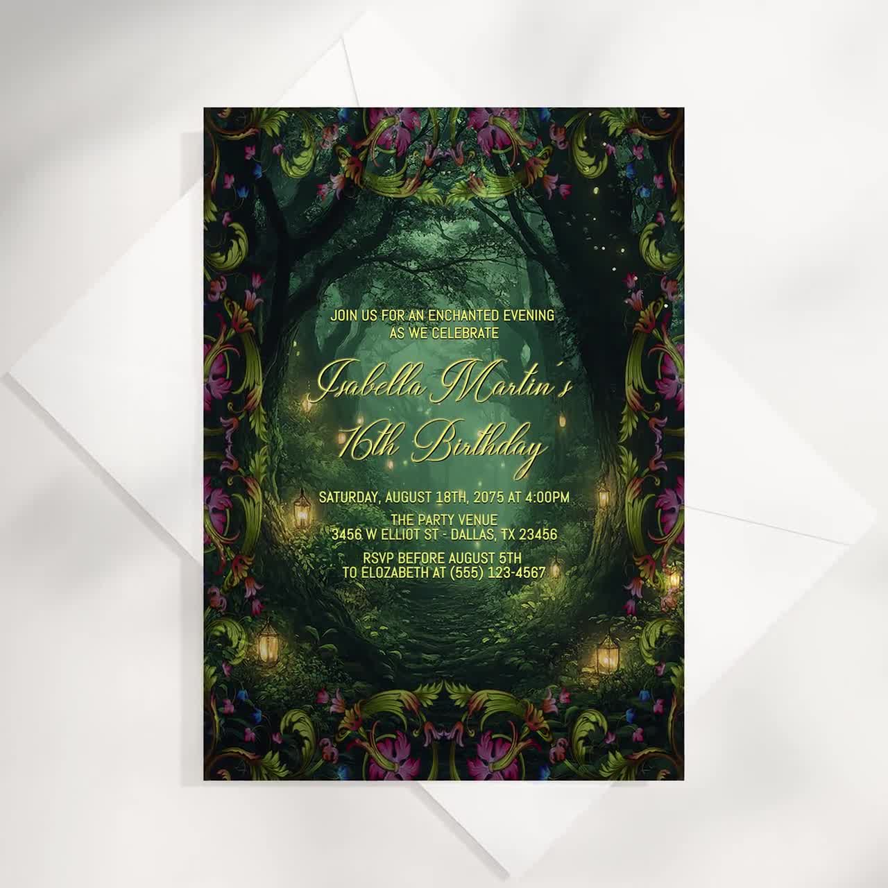 Enchanted Forest Invitation Template: Floral Woodland Party
