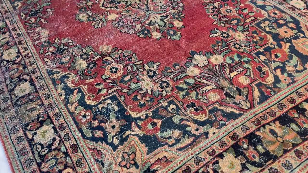 アフガニスタンのヴィンテージエリアラグ、7x10インチのハンドメイド
