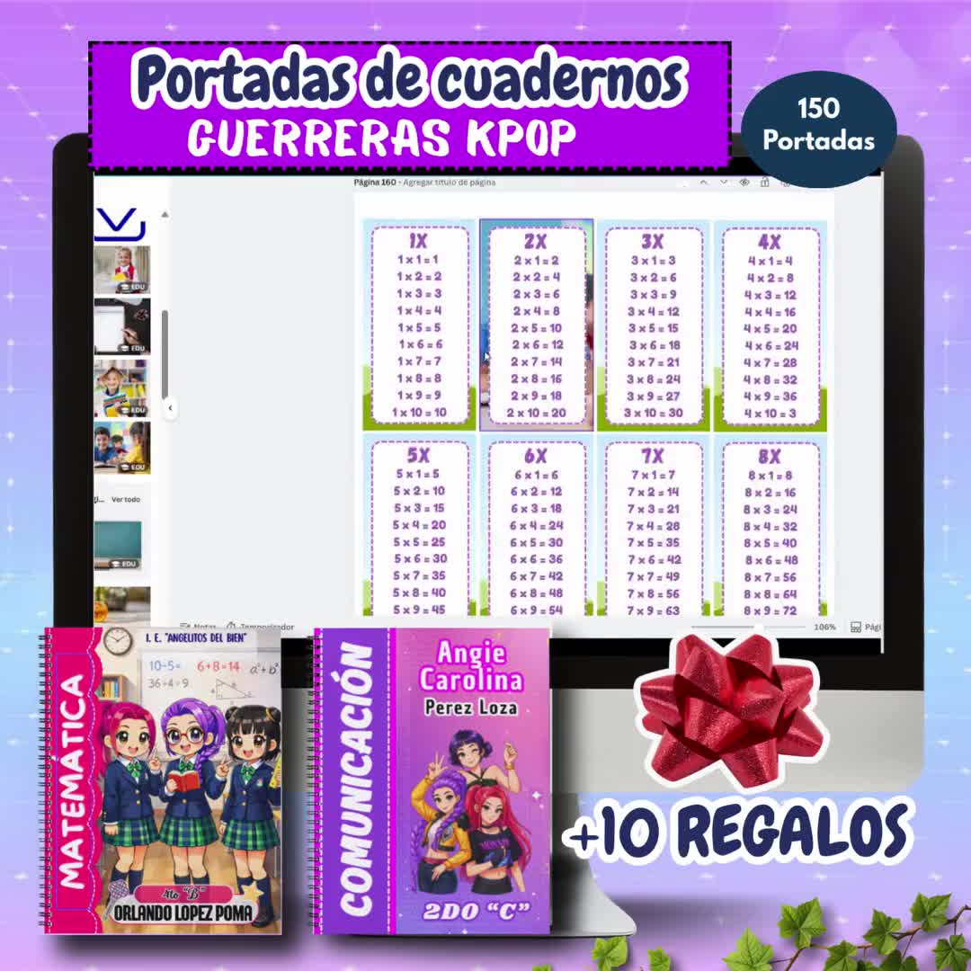 Trendy School Notebook Covers | +150 Editable Designs in Canva for Girls | Printable School Kit +10 Gifts video poster