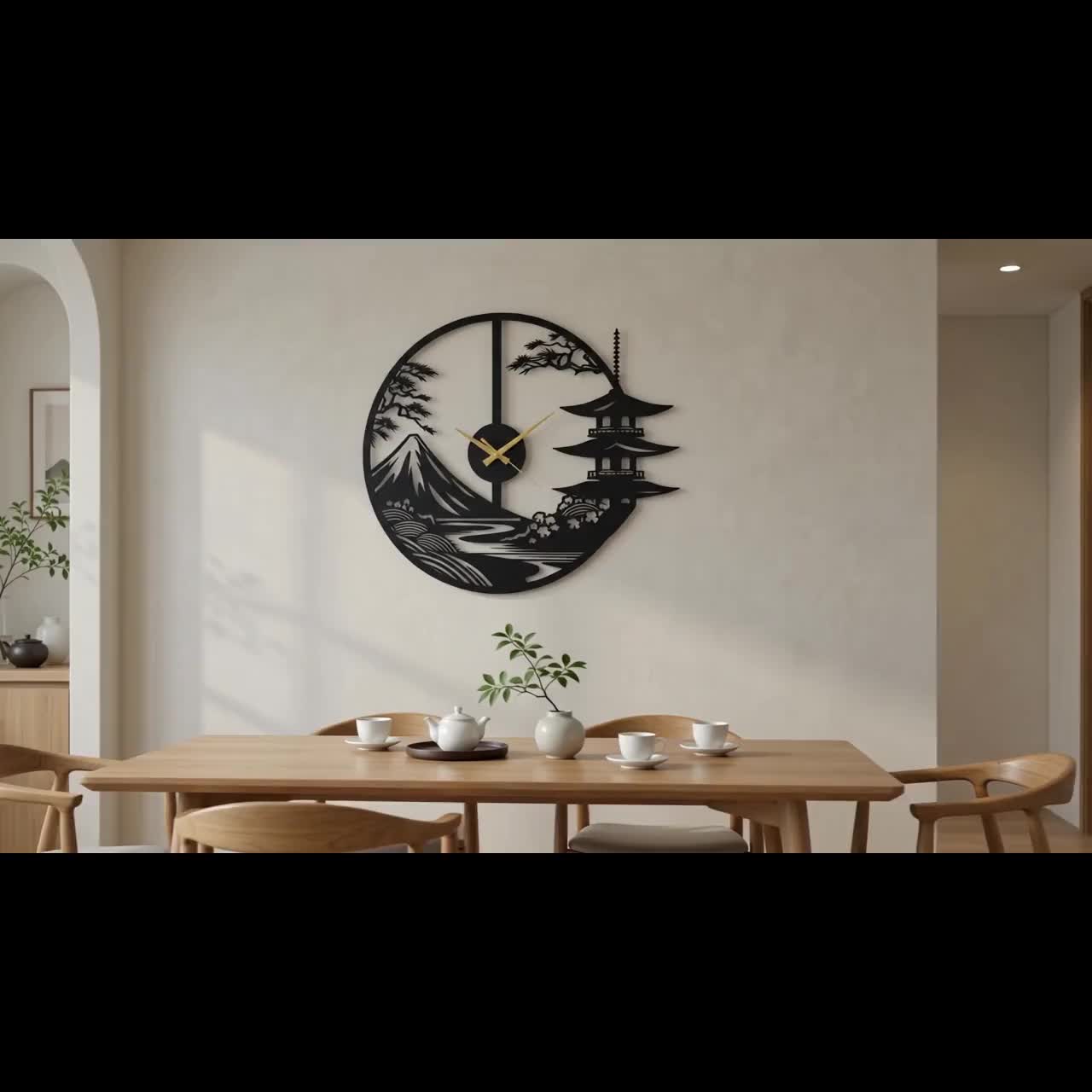Japanese Landscape Metal Wall Clock - Zen Wall Decor - Etsy