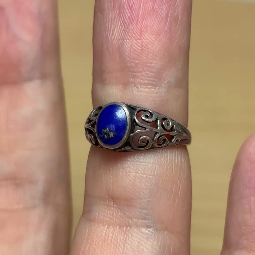 Southwestern Sterling Silver 0.50 Ct Natural Oval Blue Lapis