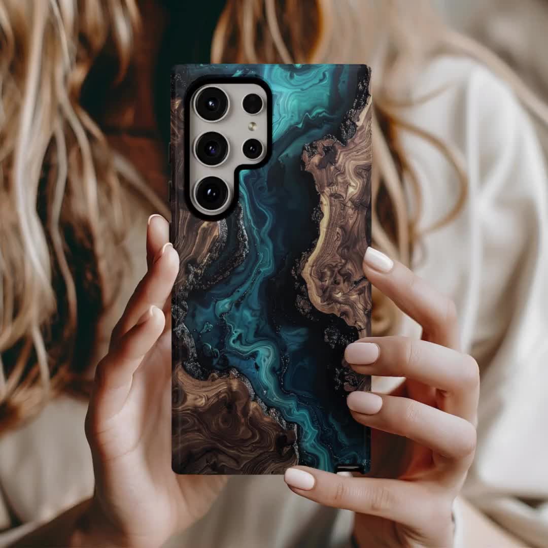 Samsung Wood And Resin Phone Case Wood Resin Phone Case: Faux 3D Grain  Design IPhone 17, Samsung