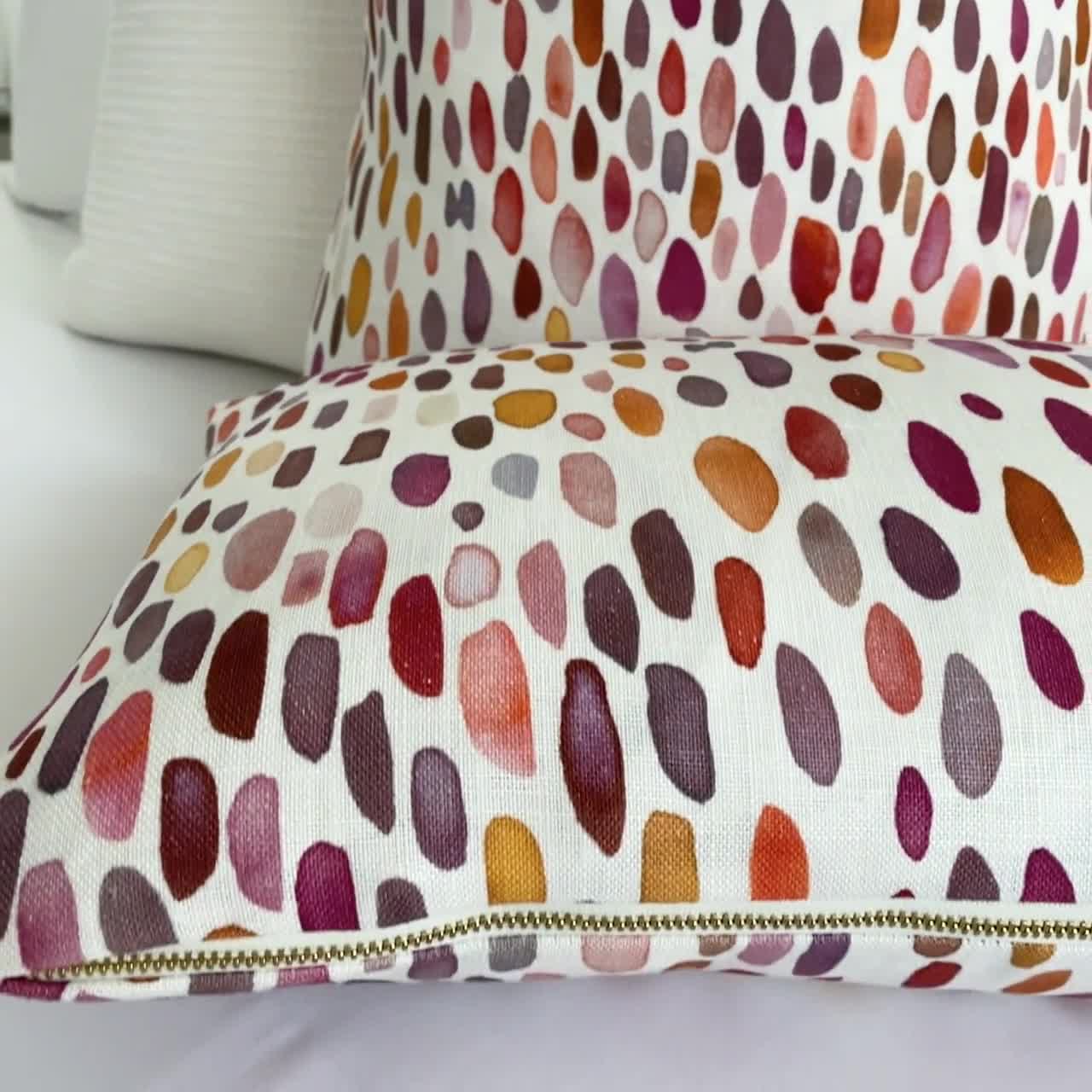 Polka Dot Jamboree Linen Wild Berry Throw Pillow Cover