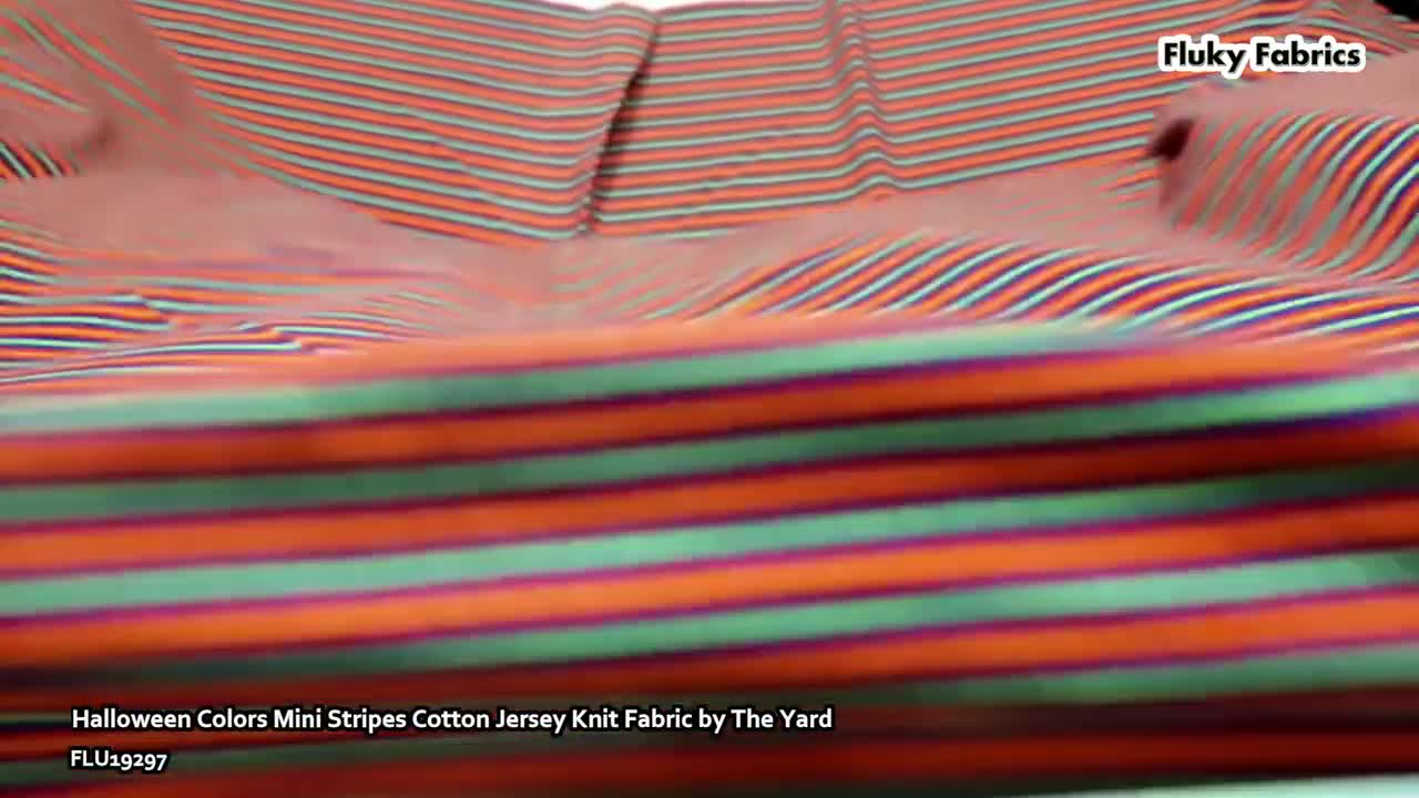 Halloween Striped 100% Cotton Jersey Knit Fabric - Lime Green, Royal  Purple, Red, and Orange by The Yard 