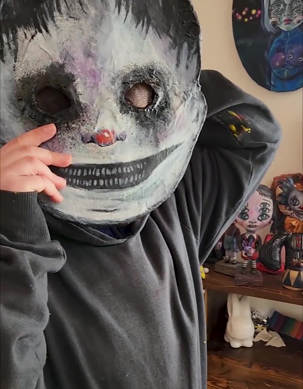 Scary Mask, Handmade Mask, Creepy Paper Mache Mask, Halloween Mask,  Carnival, Costume, Masquerade, Horror Terror, Creepy Happy Face -   Canada