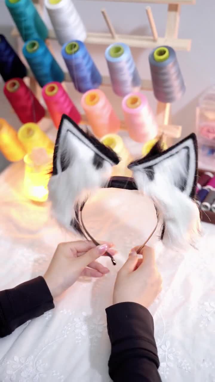 Electric Furry Ear Headband Fursuit Ears, Pre Made, Pet Play