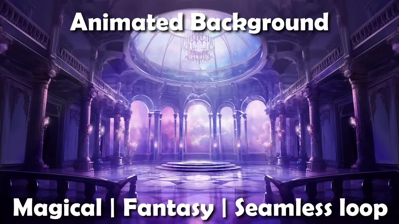 ANIMATED BACKGROUND | Magical Castle Hall | Lofi Cozy Fantasy Looped Vtuber  Twitch Stream Overlay Background