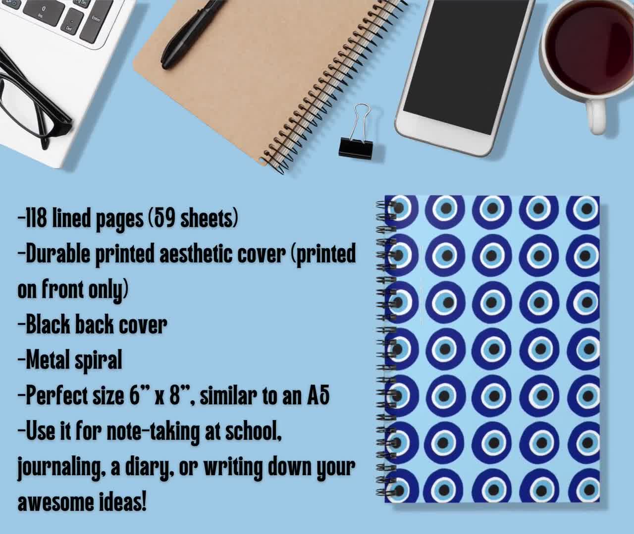Buy Preppy Notebook, Aesthetic Notebook for School, Evil Eye Notebook,  Spiral Bound Journal, Aesthetic Notebook, Aesthetic Journal, Preppy Blue  Online in India 