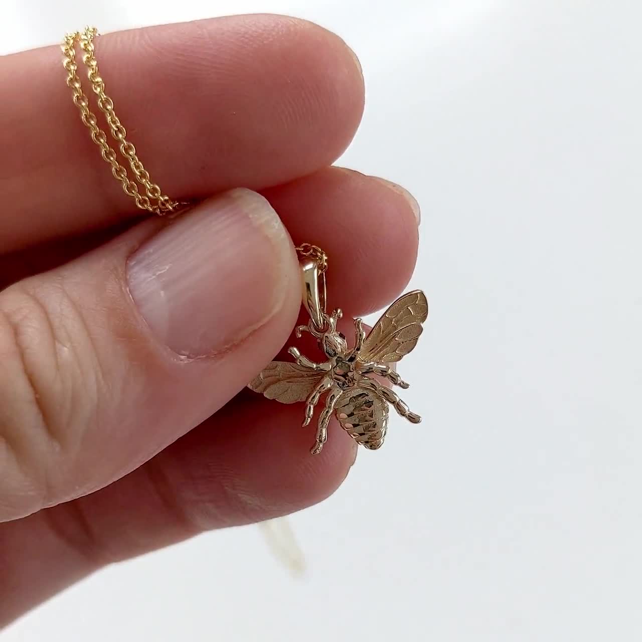 DLUXCA Dainty 24K Gold Filled Tiny Charms, Gold Filled Bee Charm, Gold Garden Charm ,Gold Bumblebee Charm Spring Jewelry Inspired D-516