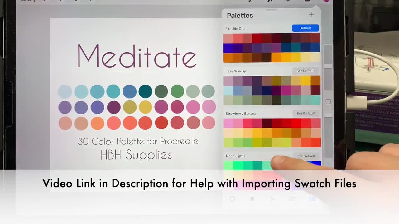 Neon Procreate Color Palette, 30 Bright Color Swatches, iPad