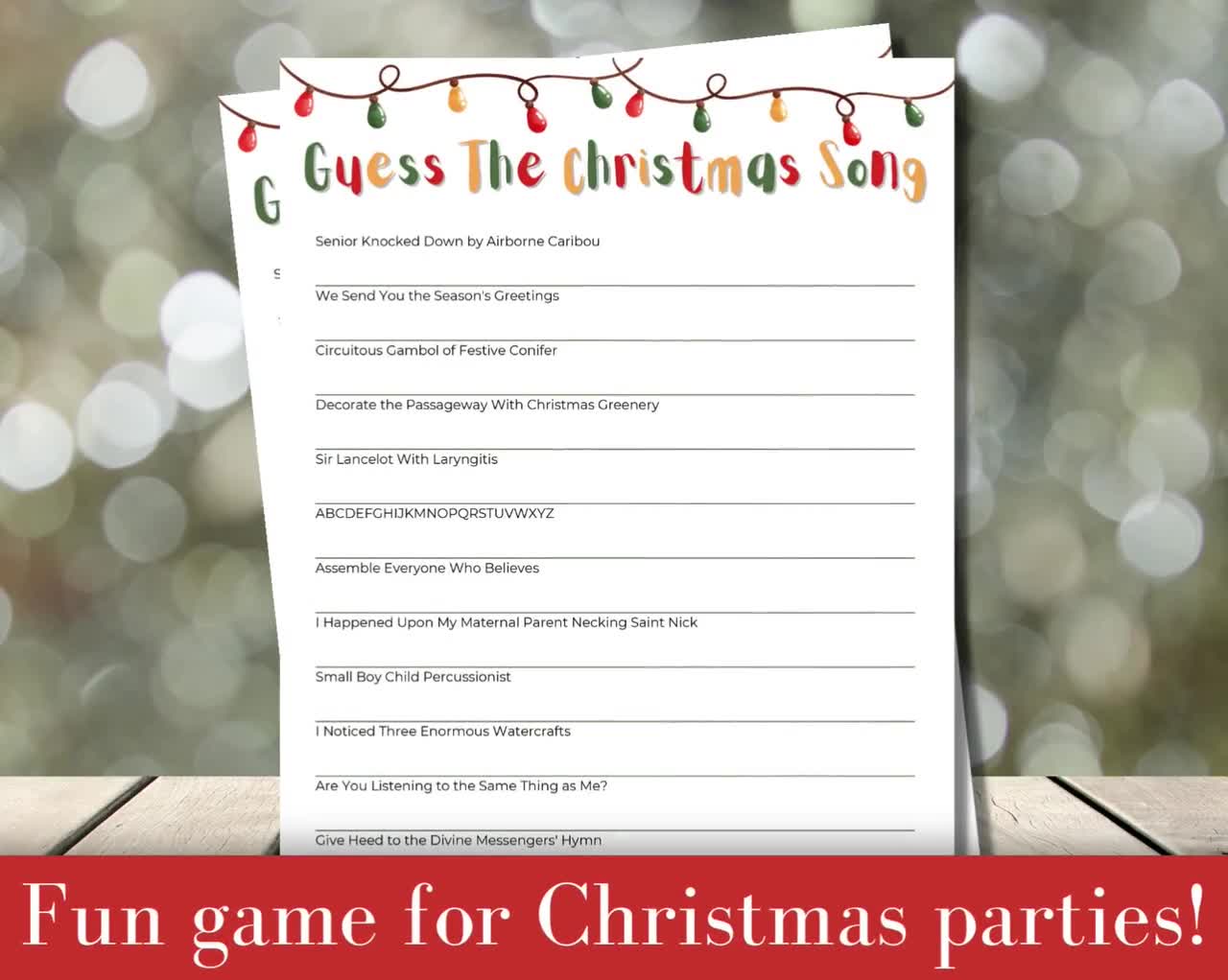 Guess The Christmas Carol Game Printable Christmas Song Games
