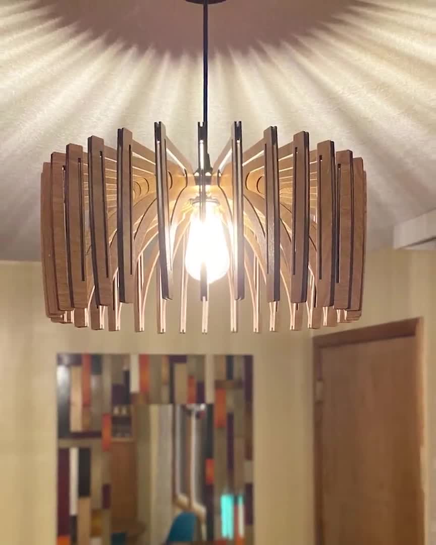 鍔 Pligt uophørlige Wood Pendant Light Mid Century Modern Handmade Lamp - Etsy