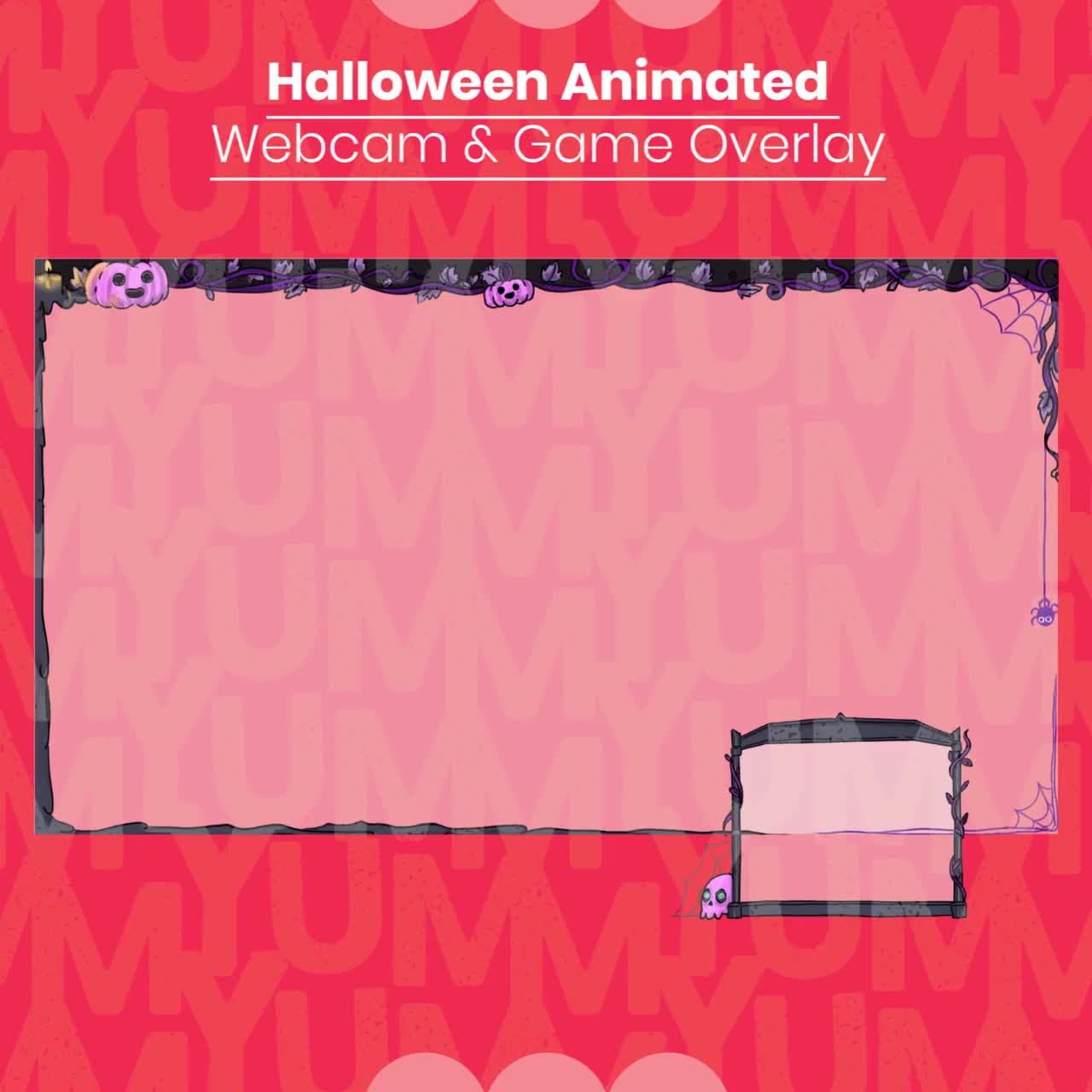 Webcam and Game Overlay Animated Frames ・ Spooky Cute ・ Black