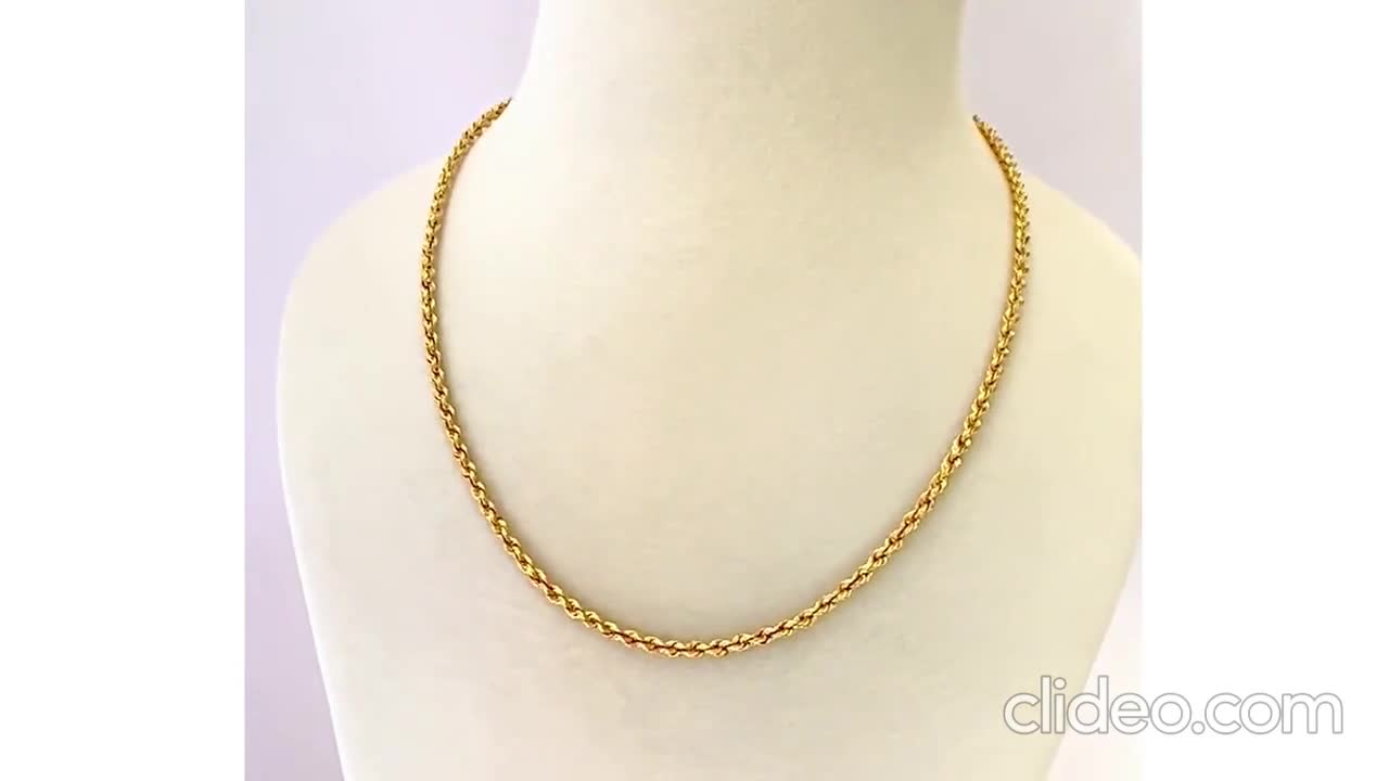 Fine Jewelry 18 Kt, 22 Kt Real Solid Yellow Gold Silken Rope Chain Hallmark  Certified Handmade Boho Classy Thick Men's and Women's Necklace