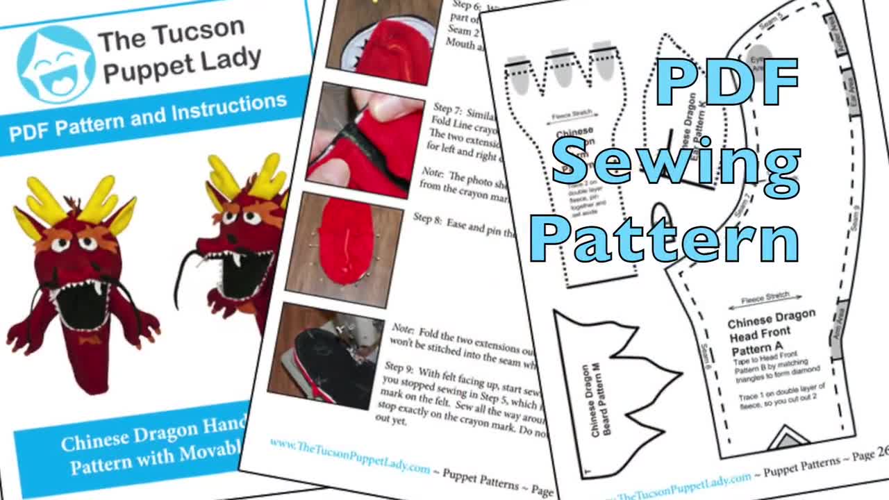 Free Dragon Felt Hand Puppet Pattern – The Tucson Puppet Lady