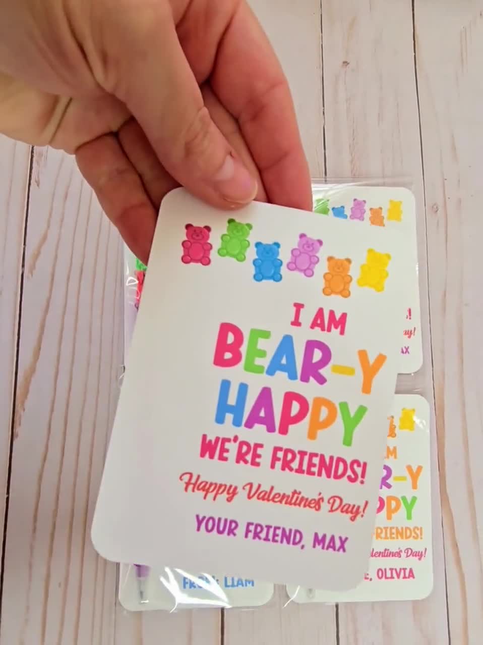 Gummy Bear Stackable Pencil Valentines, Pencil Valentines, Kids Class Valentines, Valentines from Teacher, Non Candy Valentines video poster