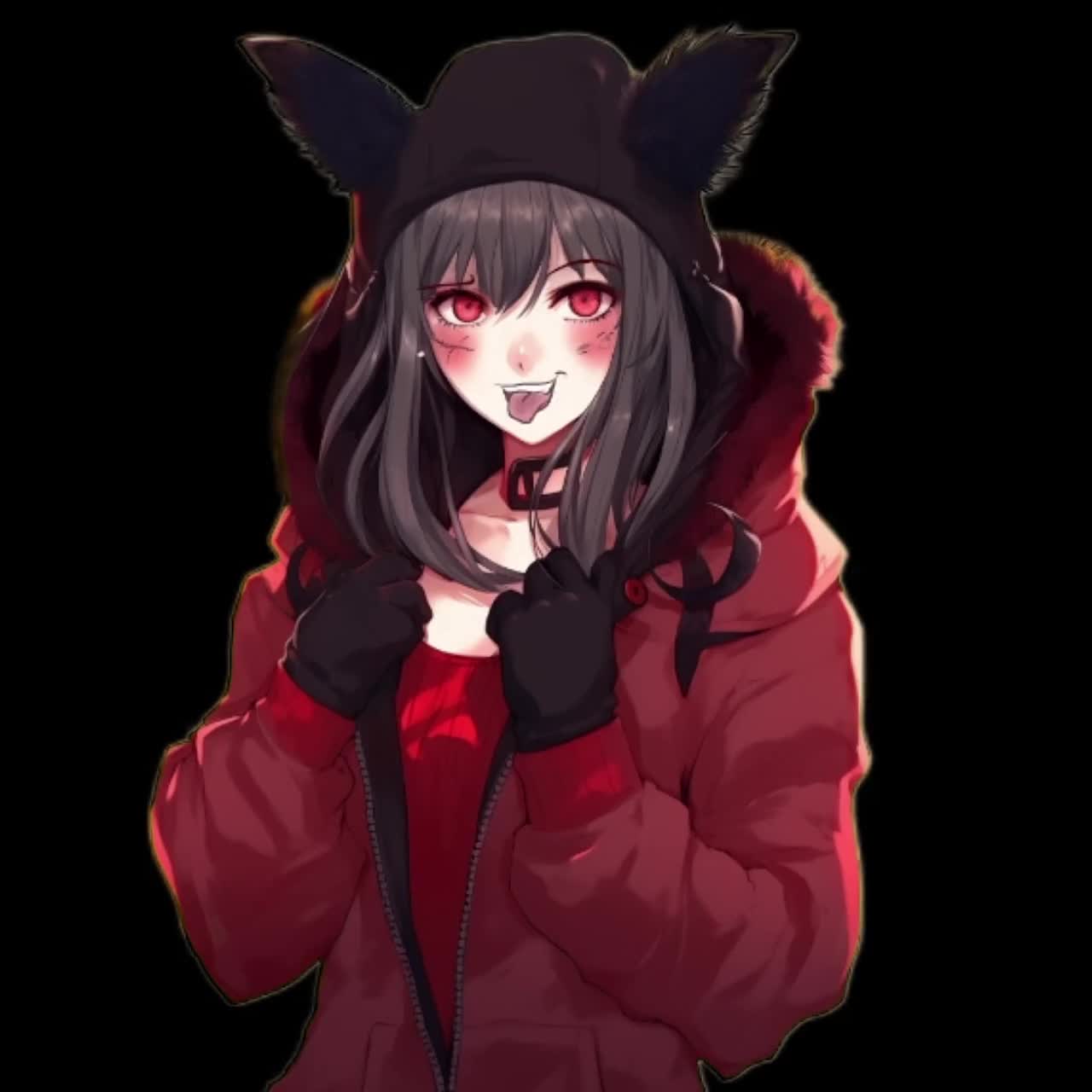 Evil Demonic Anime Woman - Anime Girl on Mountain Trail at N..., image size:1280x1280