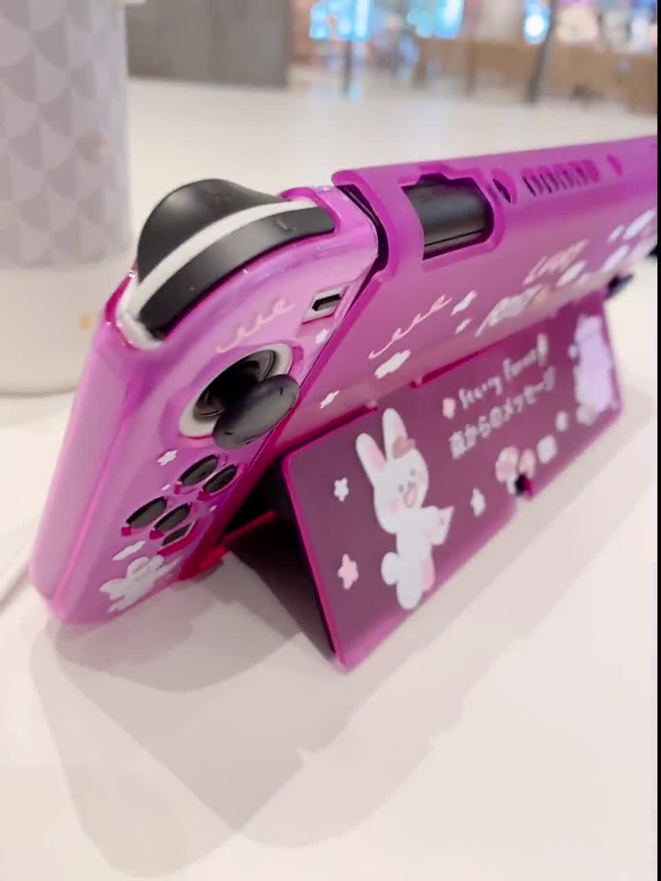 Cute Bunny Lucky Post Nintendo Switch OLED Case, Kawaii Purple