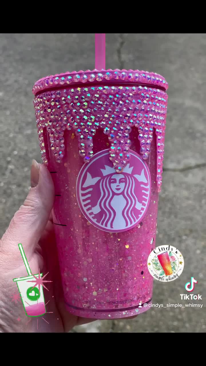 Bling Pink Swirl Sbucks Replacement Lid Snap or Twist Screw 