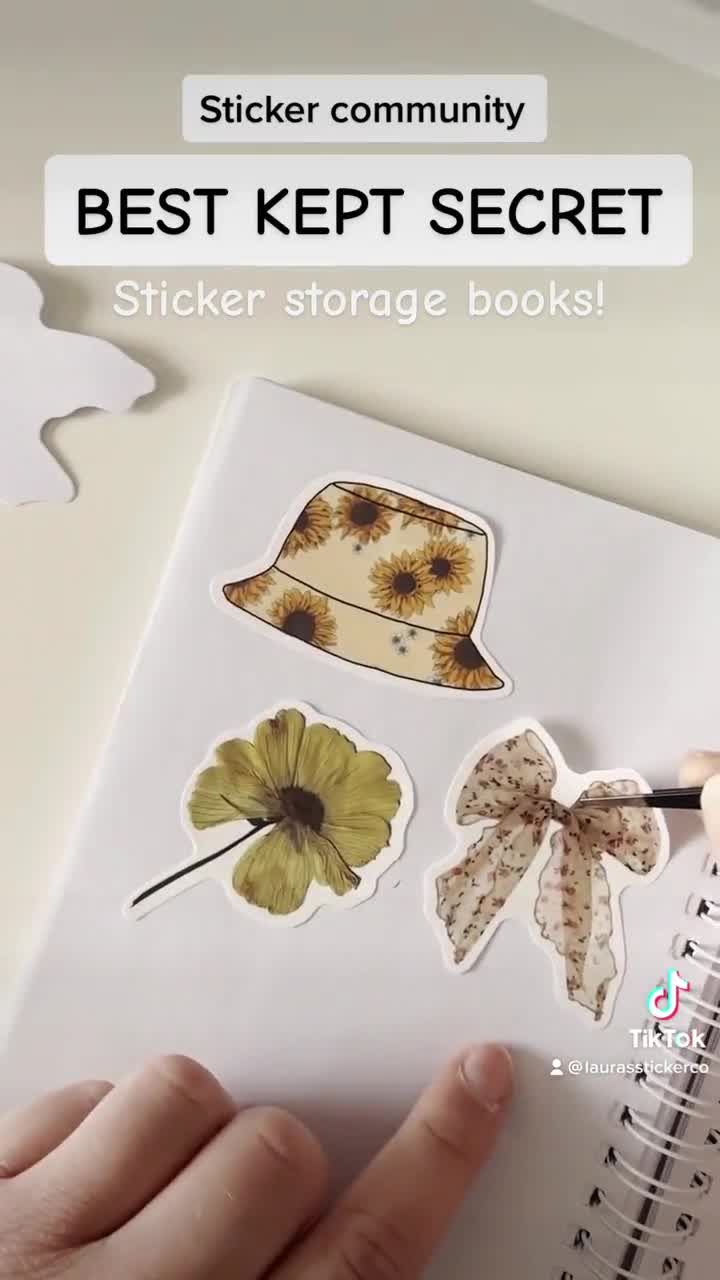 Vintage Reusable Sticker Book, Reusable Sticker Album, 5 X 7 Sticker,  Silicone Release Paper, Autumn, Floral, Sticker Storage Book 