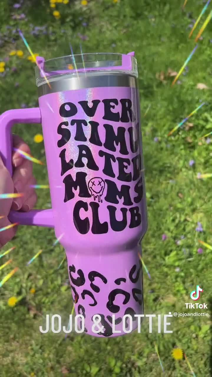 40 Oz Tumbler With Handle Overstimulated Moms Club Smile 