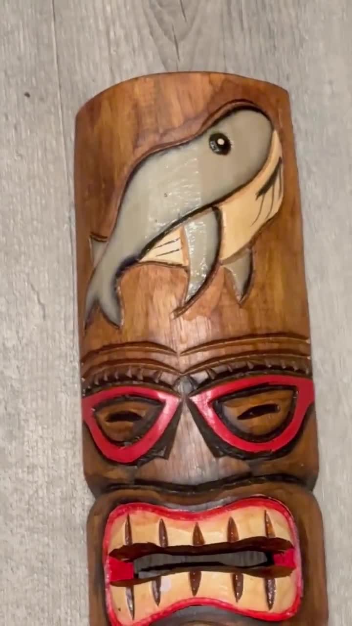 2 Ft. Polynesian Hawaiian Whale Double Face Tiki - Lightweight