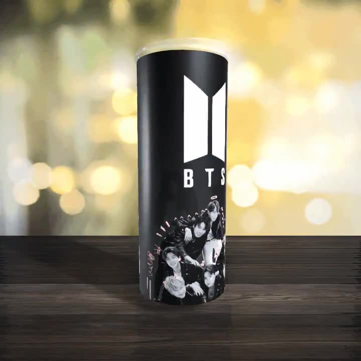 BTS Tinytan Matte Black Custom Vinyl Tumbler Personalized Gift 