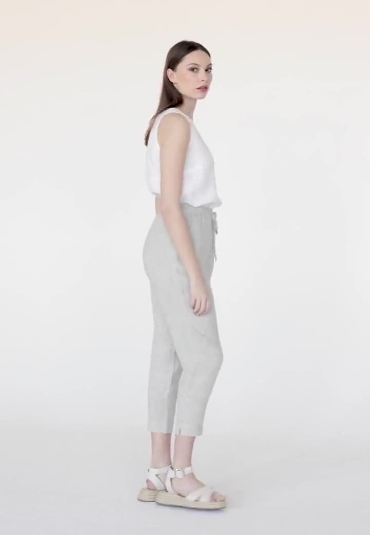 Linen Pants DOMME in Natural Melange. Loose Linen Trousers With Elastic  Waistband. Linen Clothing for Women. 