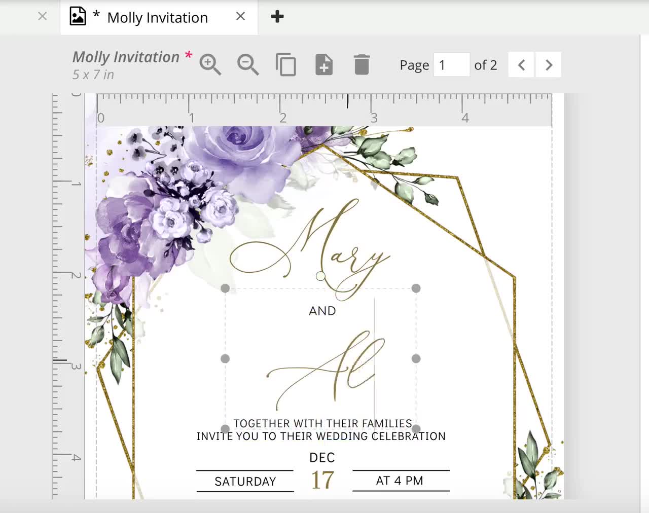 MOLLY Plantilla de invitación de boda lila invitación de - Etsy