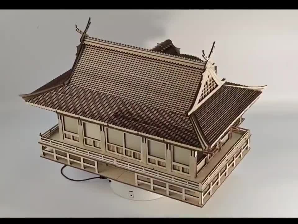 Laser Cut Japanese Shrine Model: 3D Puzzle, SVG DXF AI Files