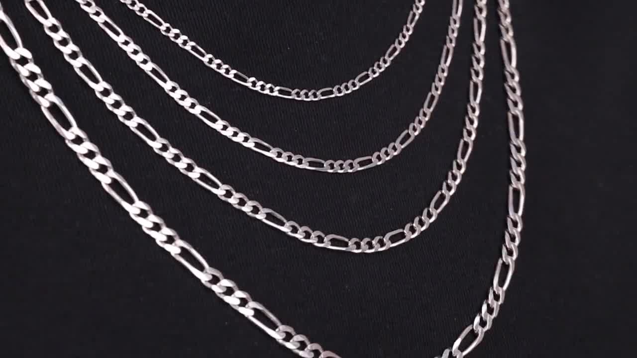 925スターリングシルバーフィガロチェーンネックレスメンズ、フィガロ