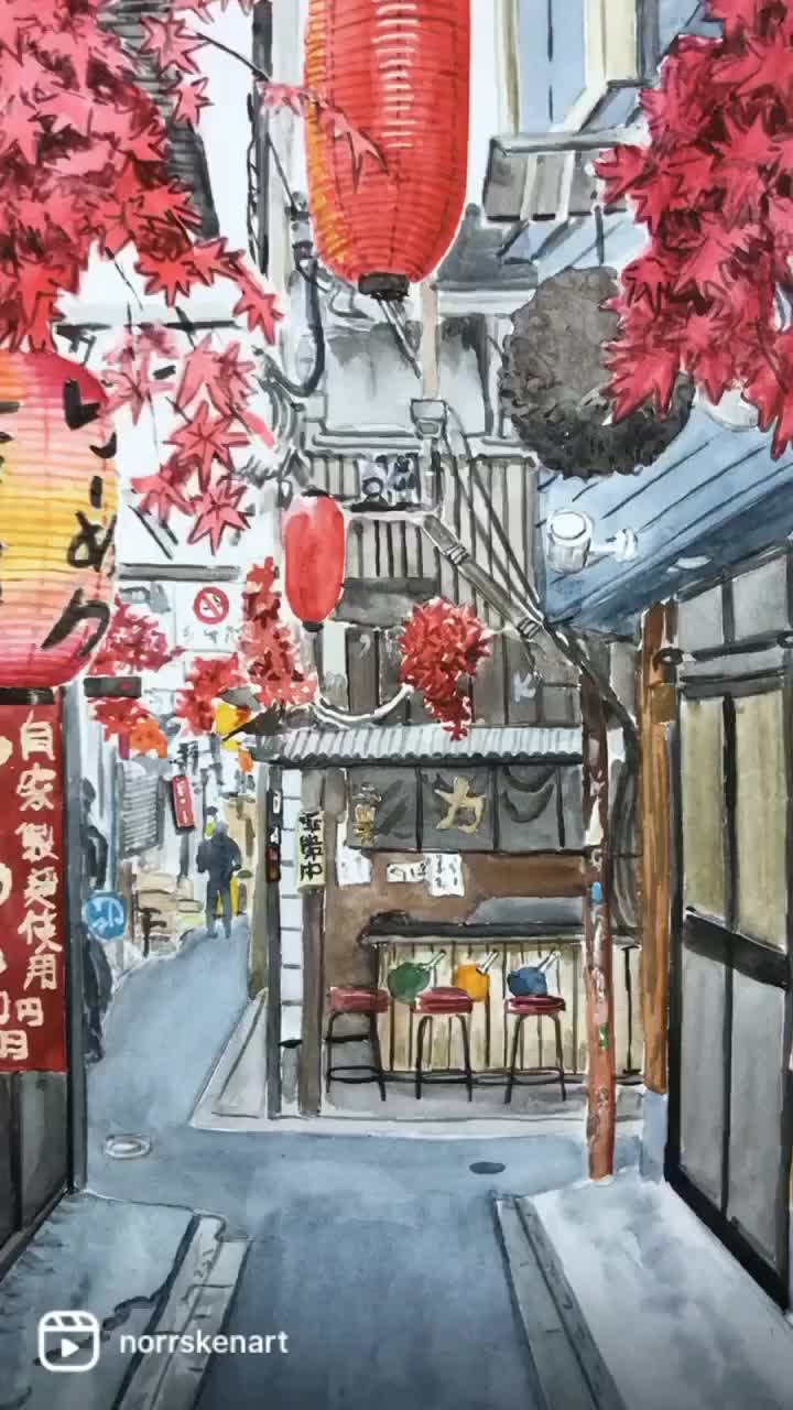 Shinjuku Alley Watercolor Print, Tokyo Wall Art, Japanese Decor
