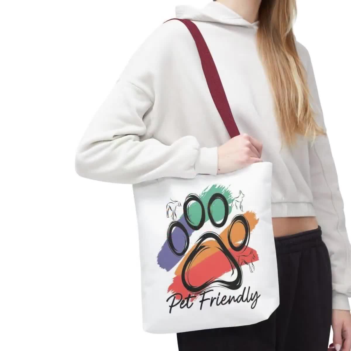 Colorful Paw Print Pet Friendly Tote Bag | Animal Lover Tote video poster