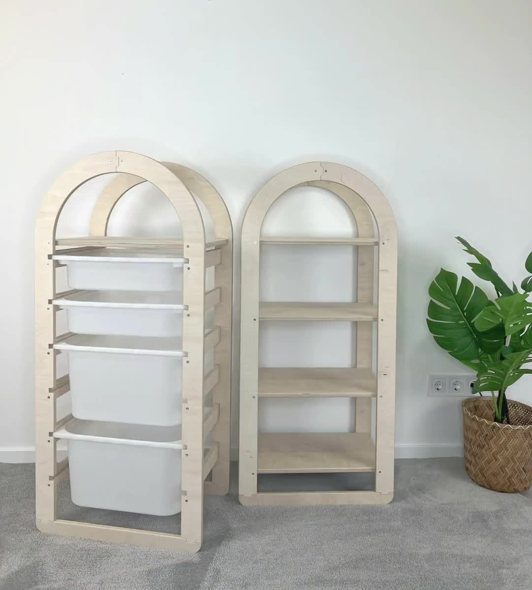 モンテッソーリ棚、おもちゃ収納、子供用木製棚、幼児用収納棚、木製