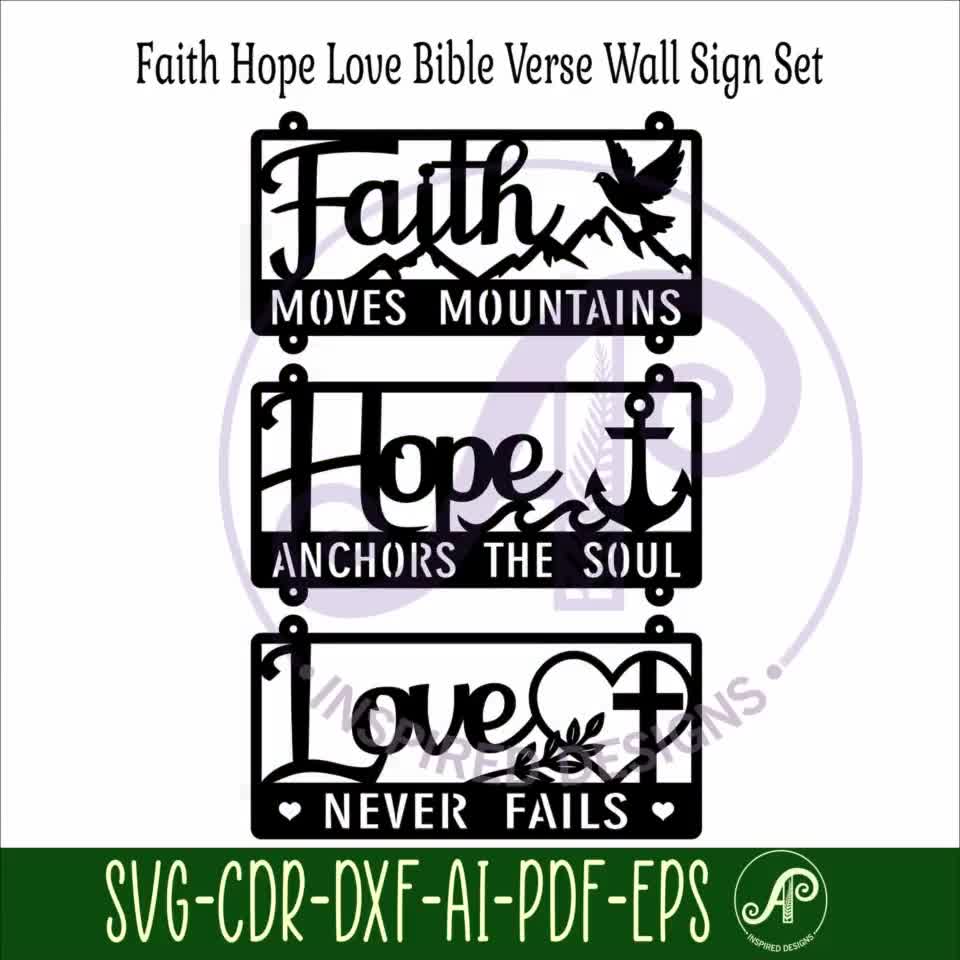 Faith Hope Love Laser Cut Wall Art SVG Bundle | Christian Inspirational  Quotes (Digital Download), image size:960x960