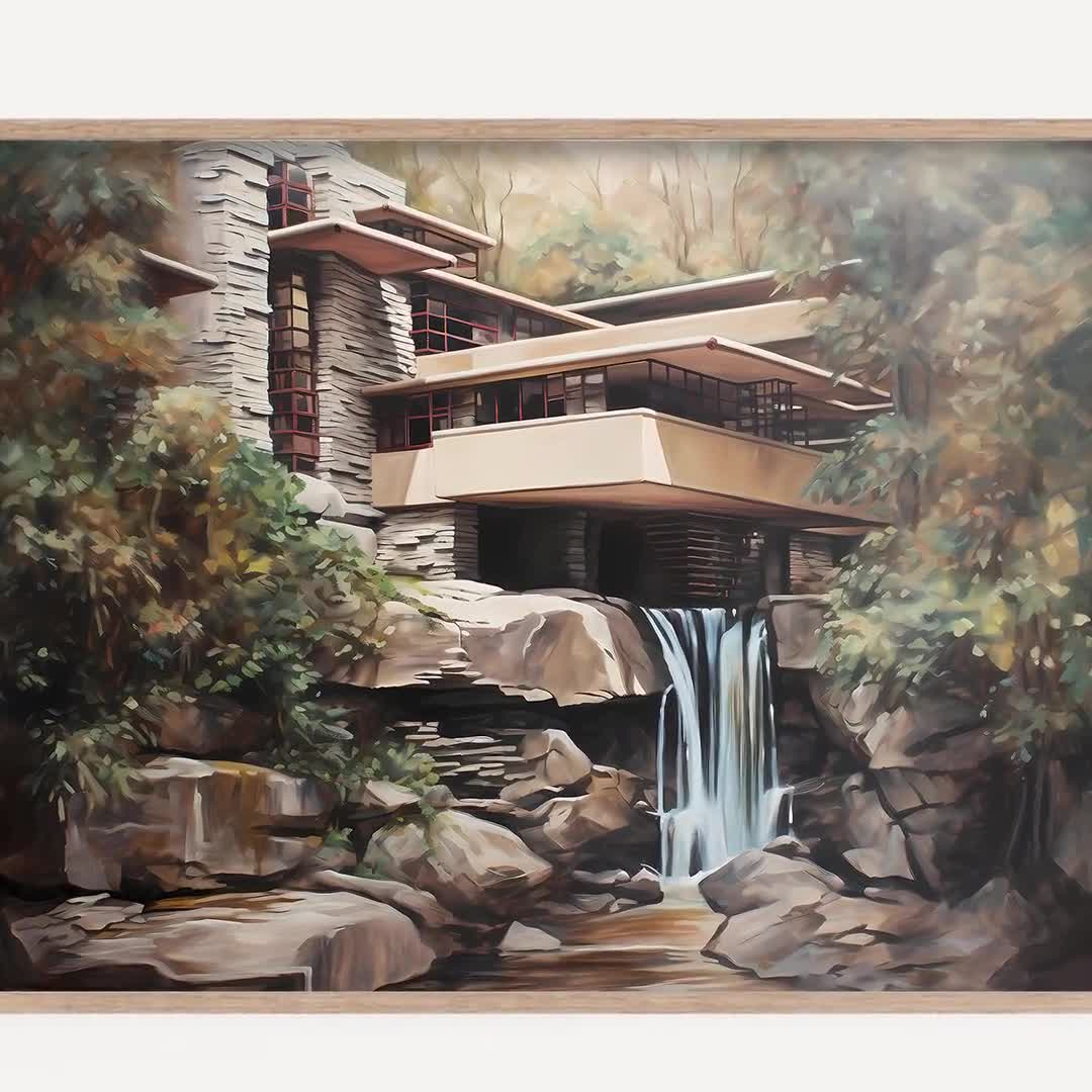 建築油絵 | 落水荘 | フランク・ロイド・ライト | 建築プリント | 建築