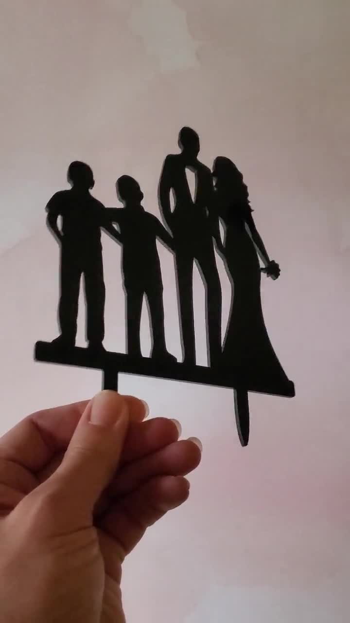 Bride and Groom Silhouette Wedding Cake Topper With a Daughter - Etsy  Singapore